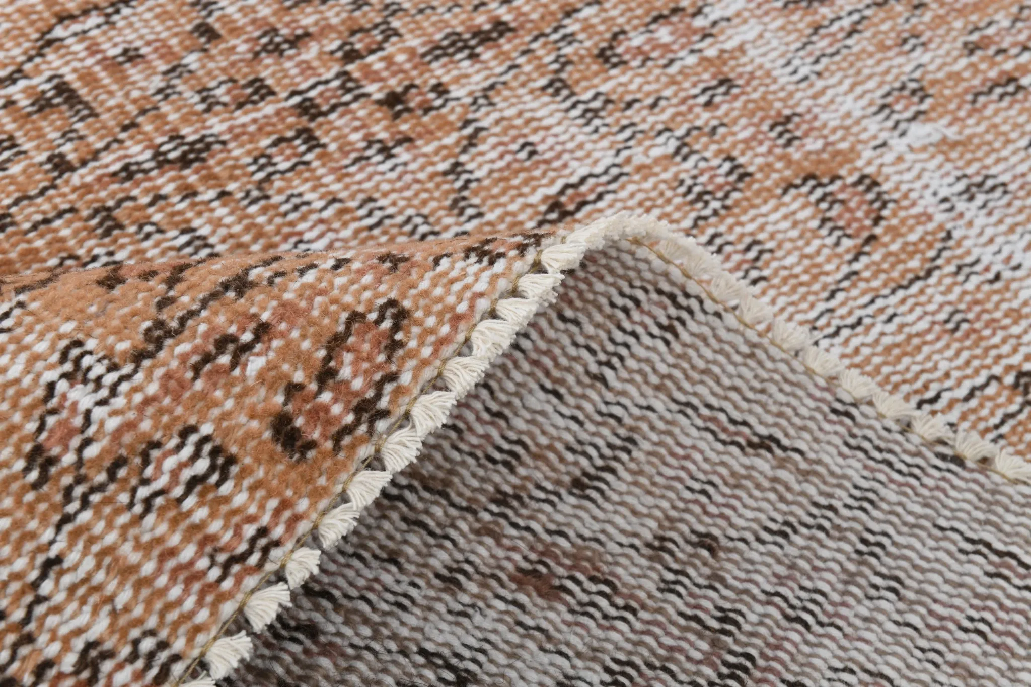Terracotta & Rust Brown Floral Persian Rug, Turkish Vintage Antique Carpet