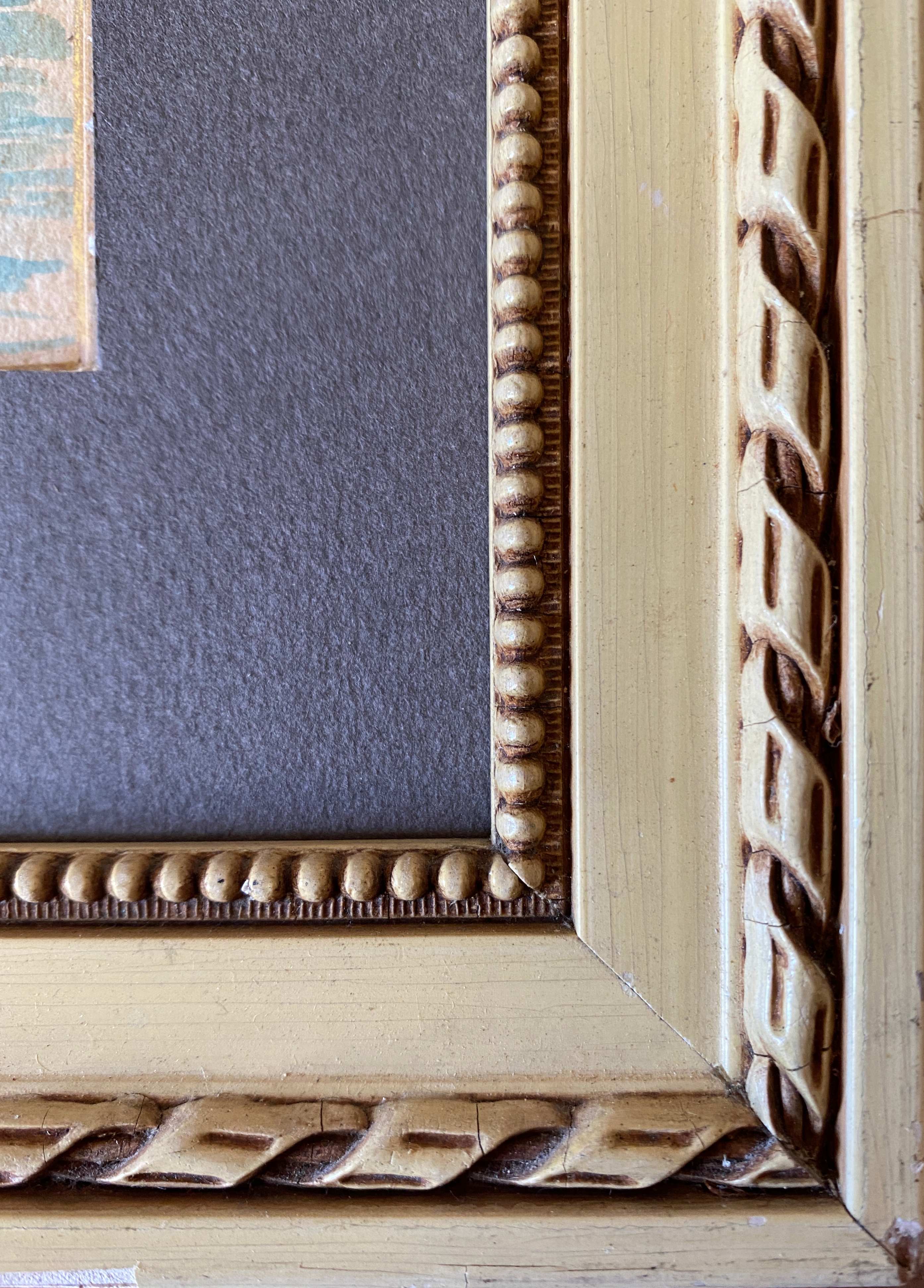 Watercolor marine painting "sailboat leaving the port" signed + frame 1900