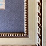 Watercolor marine painting "sailboat leaving the port" signed + frame 1900