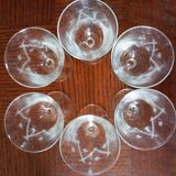 6 verres à porto gravés  années 60