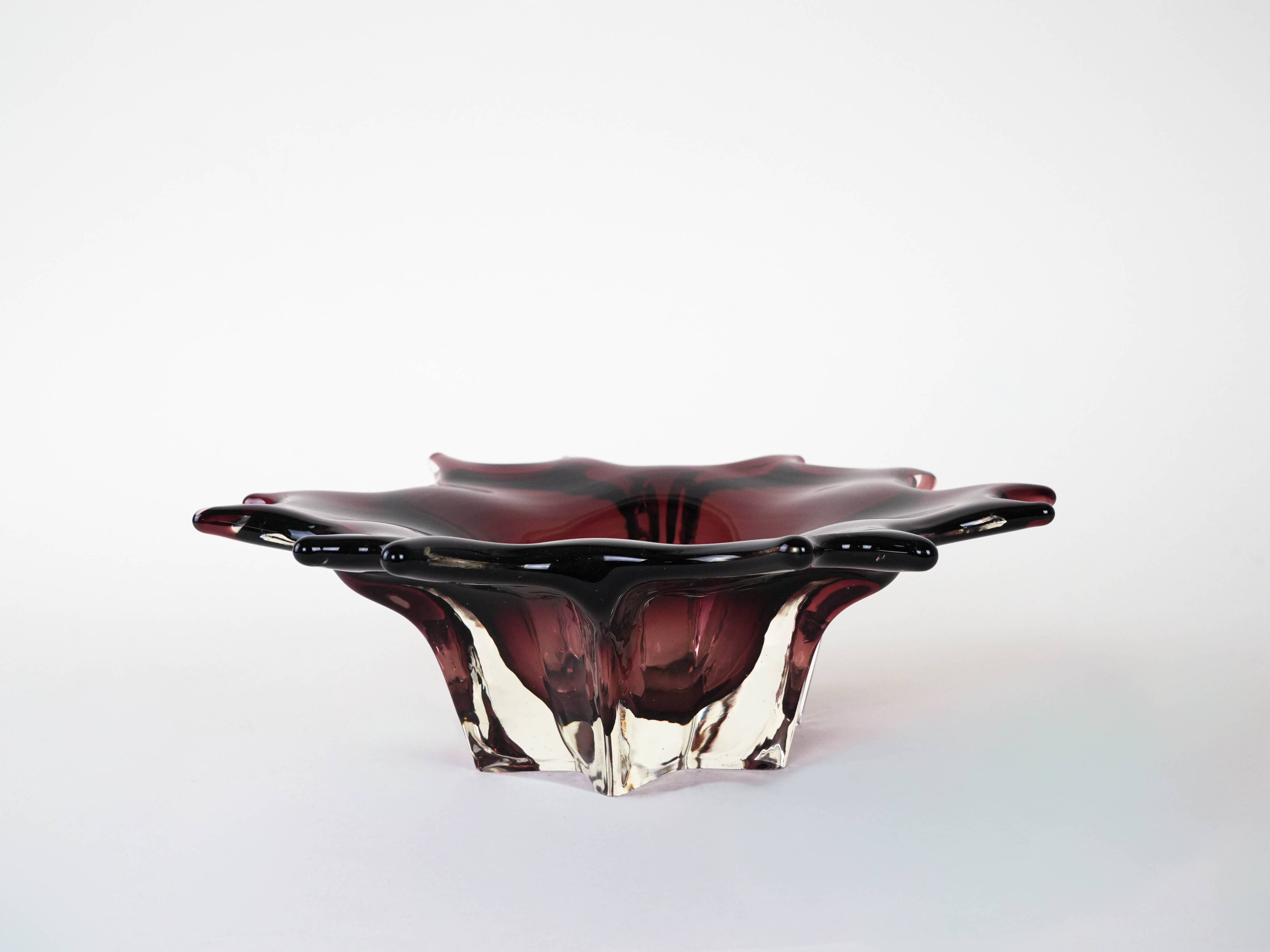 Glass platter, Italian design, 1970s, made in Italy