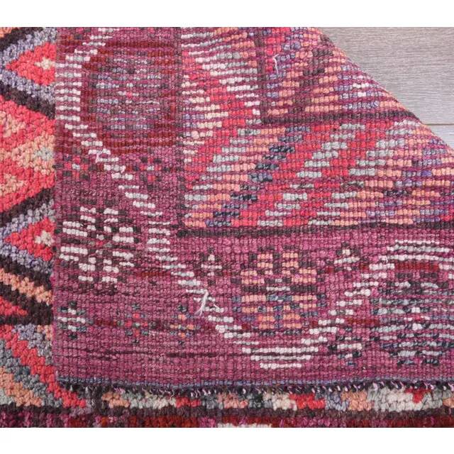 Vintage Turkish Oushak Handmade Wool Cotton Pink Runner Rug 80x317