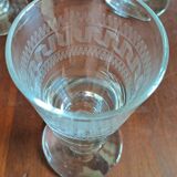 6 verres à café gravure à la grecque encadrée XIX ème