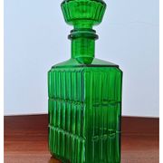 Midcentury Italian Green Glass Caraf/Bottle with Stopper, 1960s.