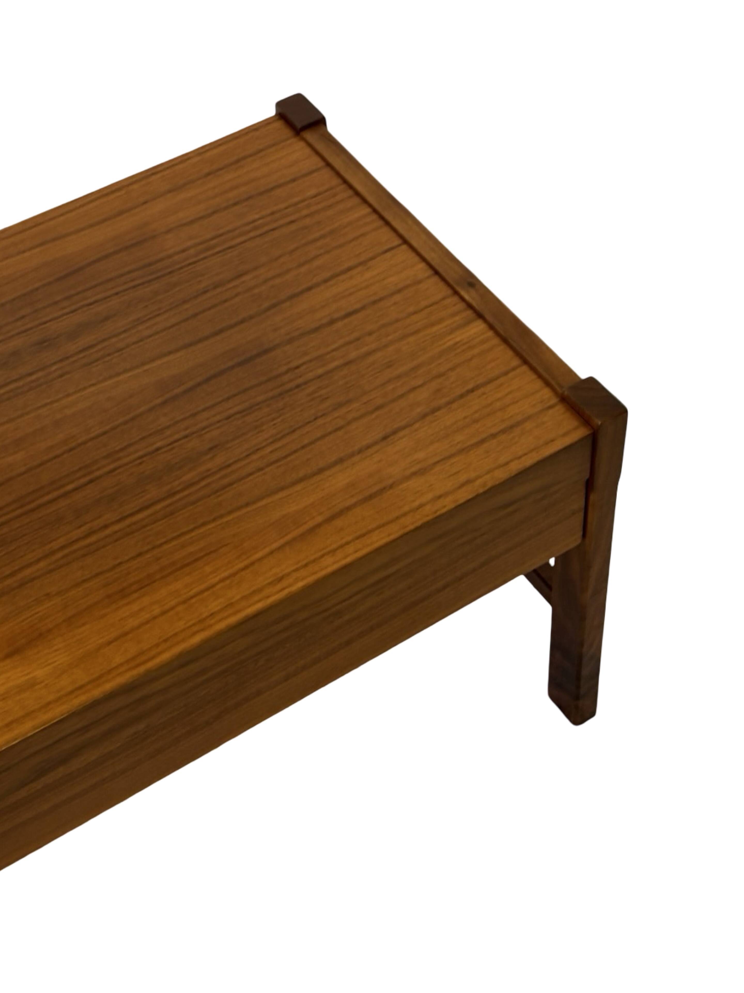 Vintage low sideboard with drawers 70's walnut veneer design