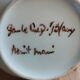 Porcelain jam pot with hand-painted plum design, signed sweet jar.