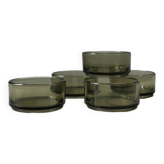 Set of 5 round smoked ramekins