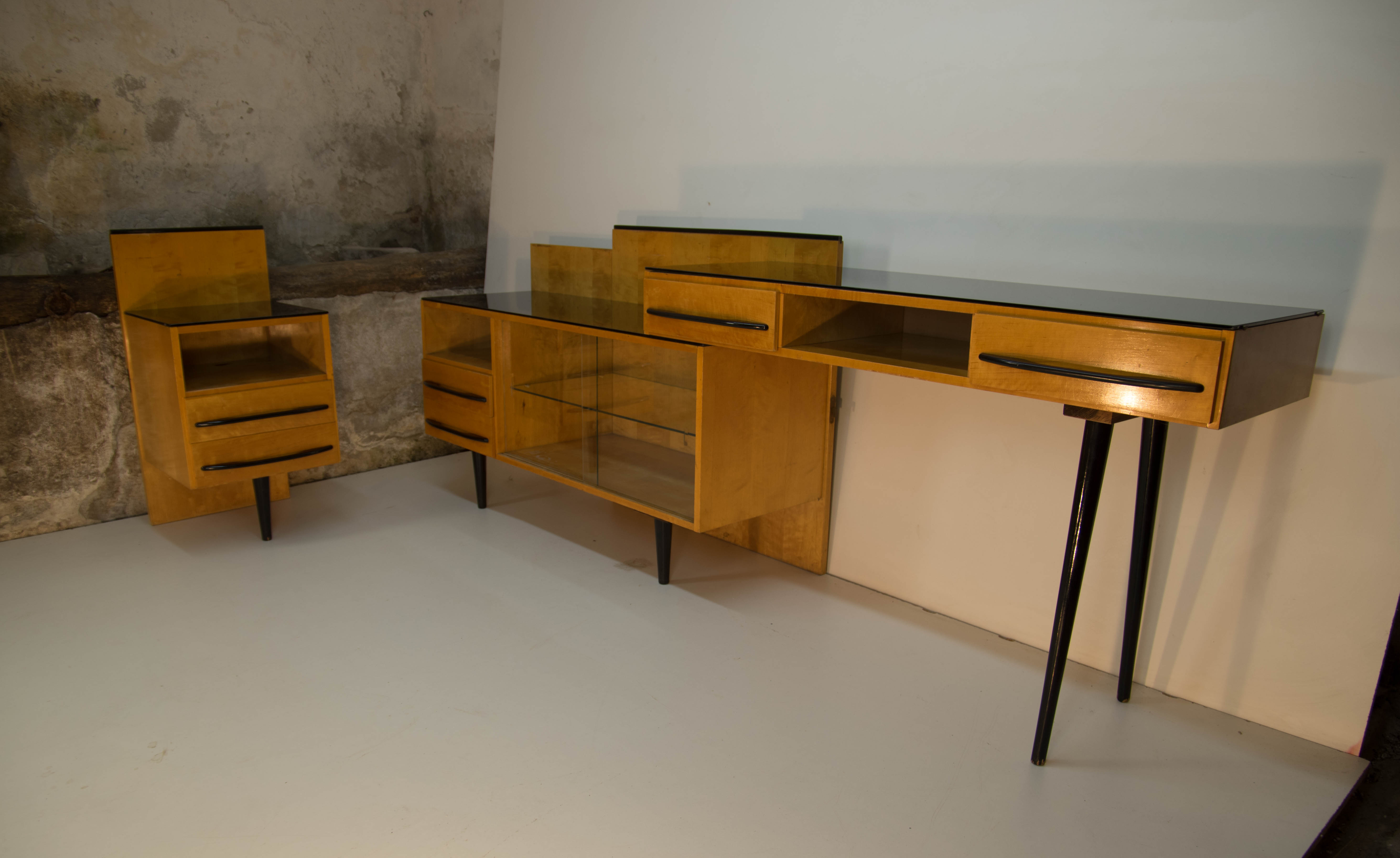 Modular set of table, night stand and chest of drawers by M. Pozar, 1960s