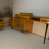 Ensemble modulaire de table, table de nuit et commode par M. Pozar, années 1960