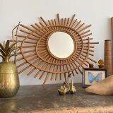 Old rattan mirror sun ORTF vintage