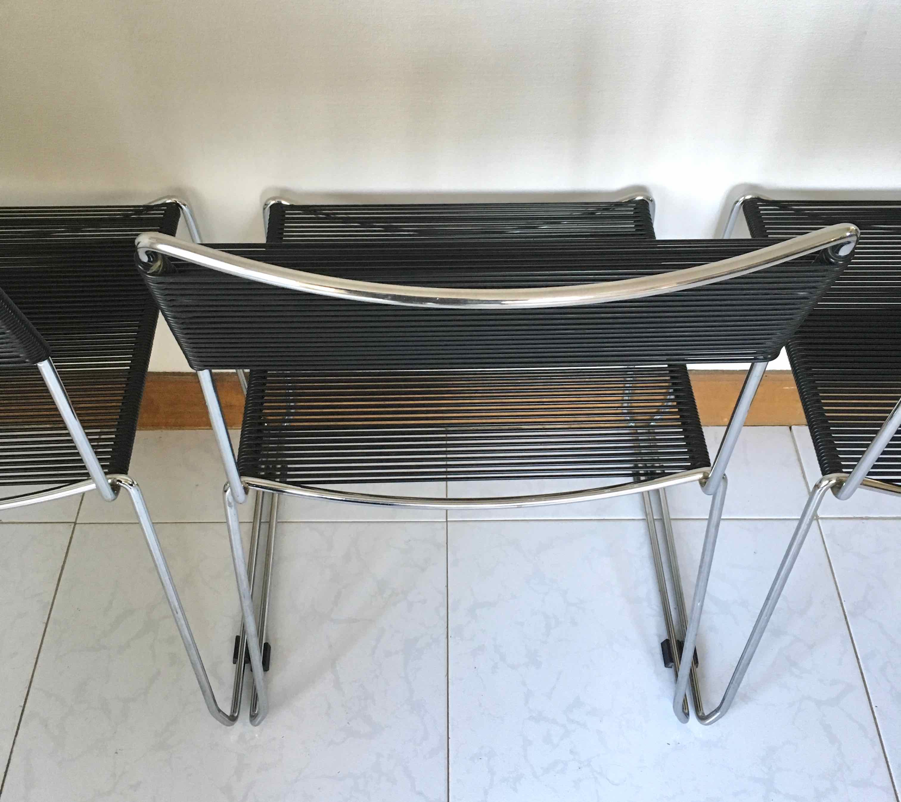 Chrome and scoubidou chairs