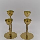 Pair of brass flower candlesticks, Gunnar Ander, Sweden 1960