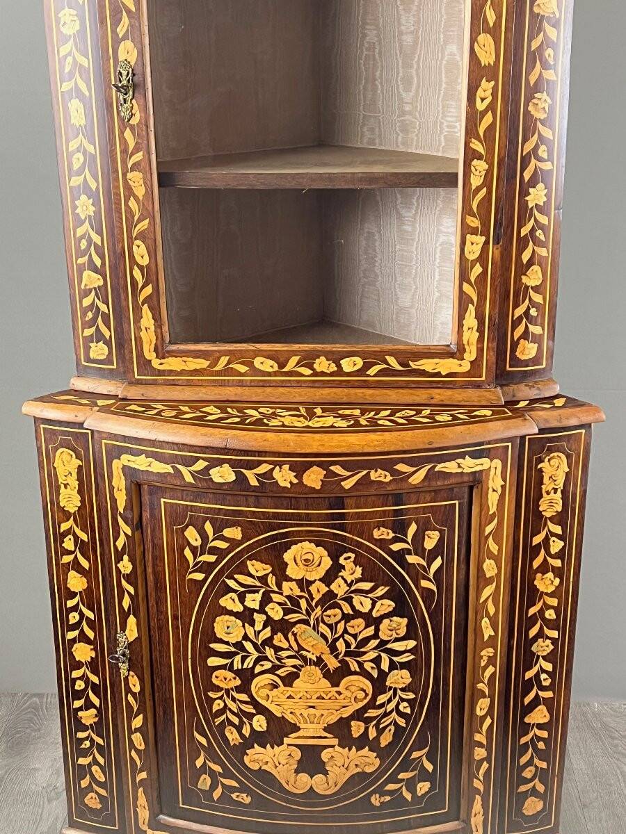 Inlaid corner display cabinet, 19th century