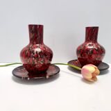 Black and Red Murano Glass Vases by Vincenzo Nason with Bronze Aventurine Glass