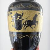 Vase laque Vietnam 25cm cheval Art déco 1930