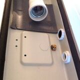Rectangular porthole wall light in industrial/70s style frosted glass