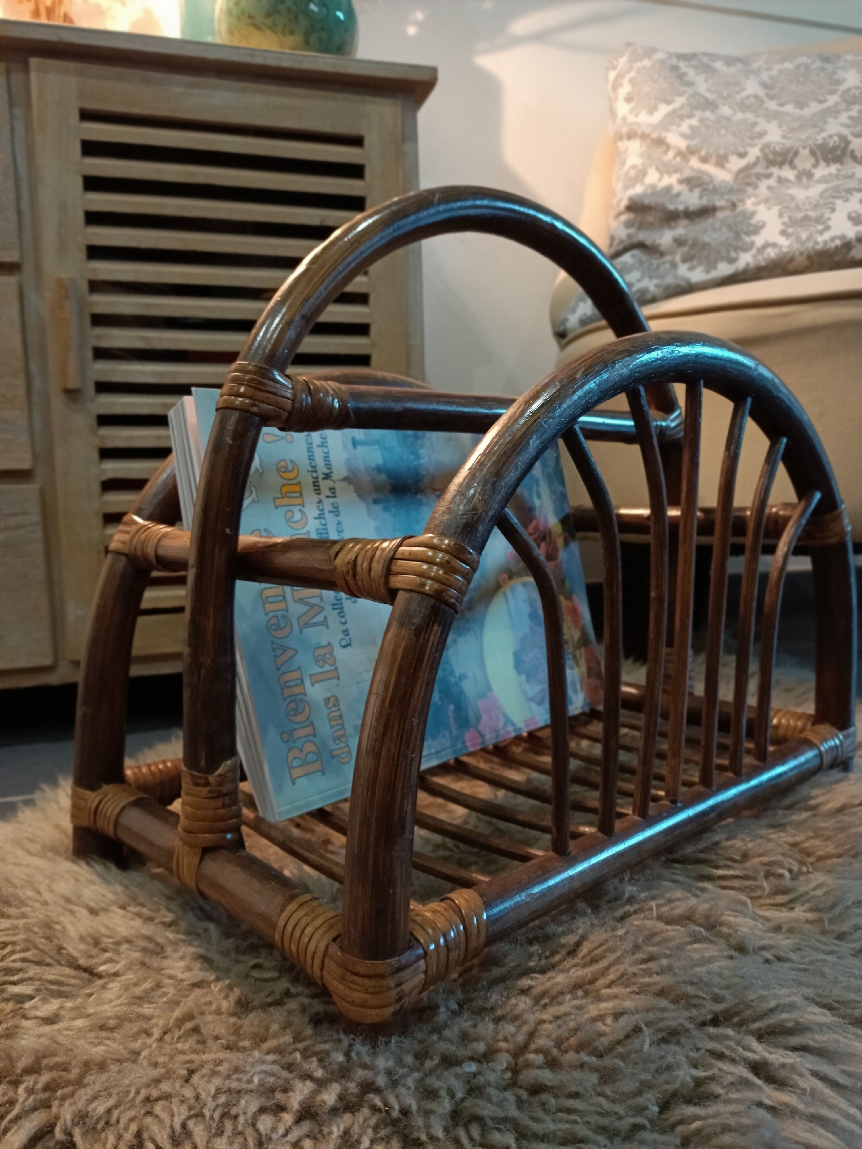 Dark bamboo magazine holders