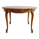 Round Louis XV dining table in solid cherry wood.