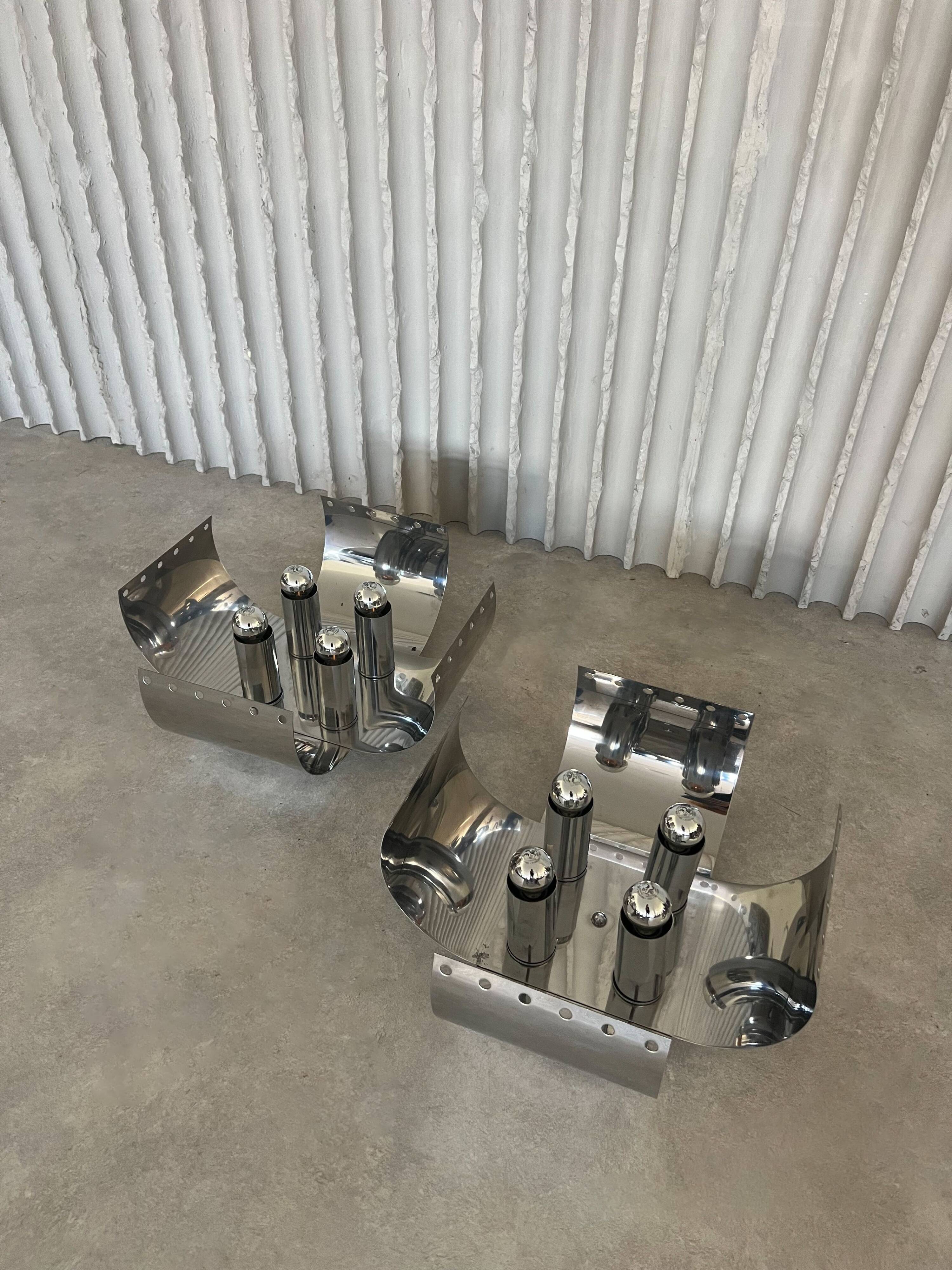 Set of rare chrome table lamps by Goffredo Reggiani