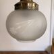 Suspension Luminaire Globe Frosted Glass Engraved Brass Art Deco Vintage