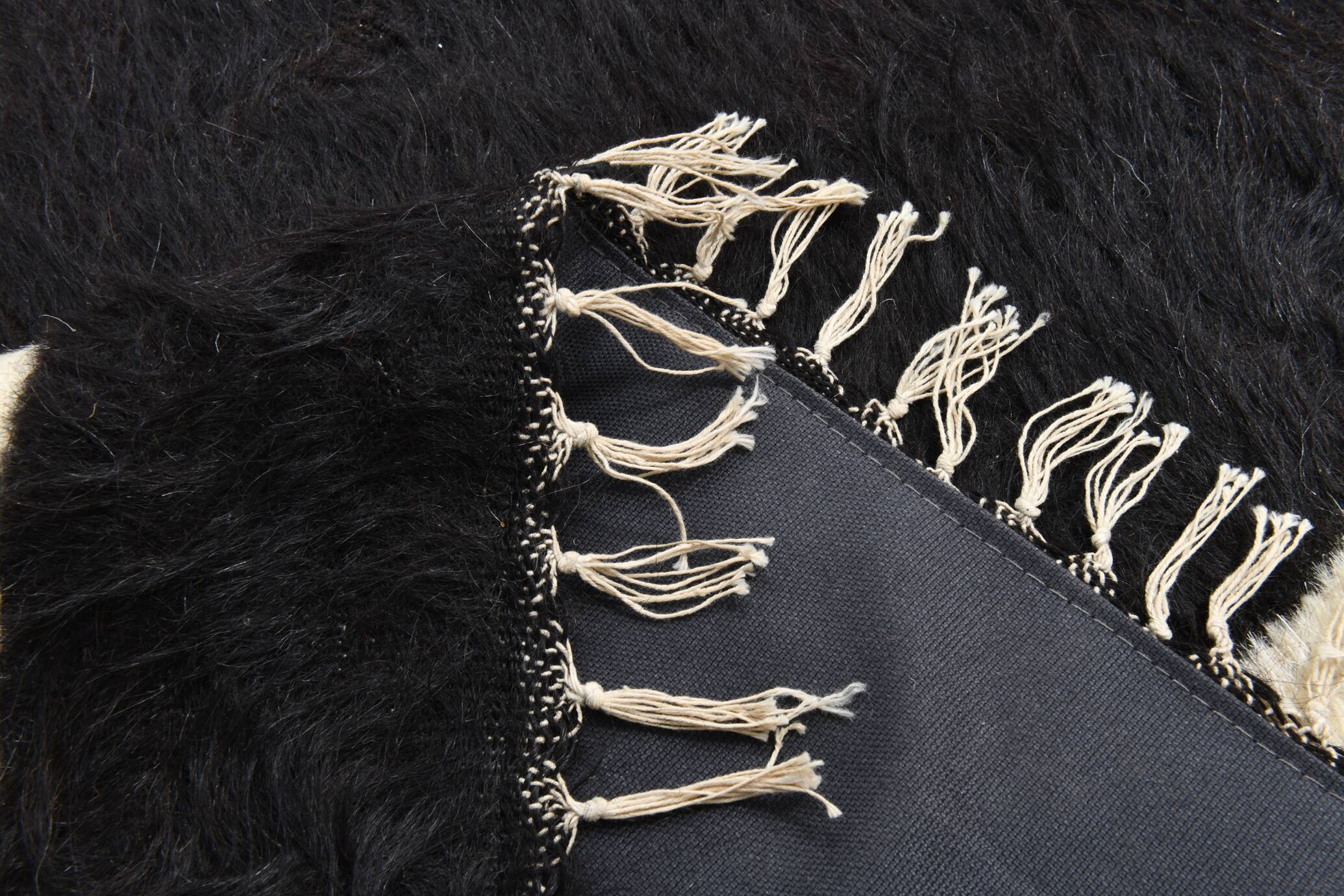 4x7 Art Decor Black Beige Turkish Kilim Rug, 135x206Cm