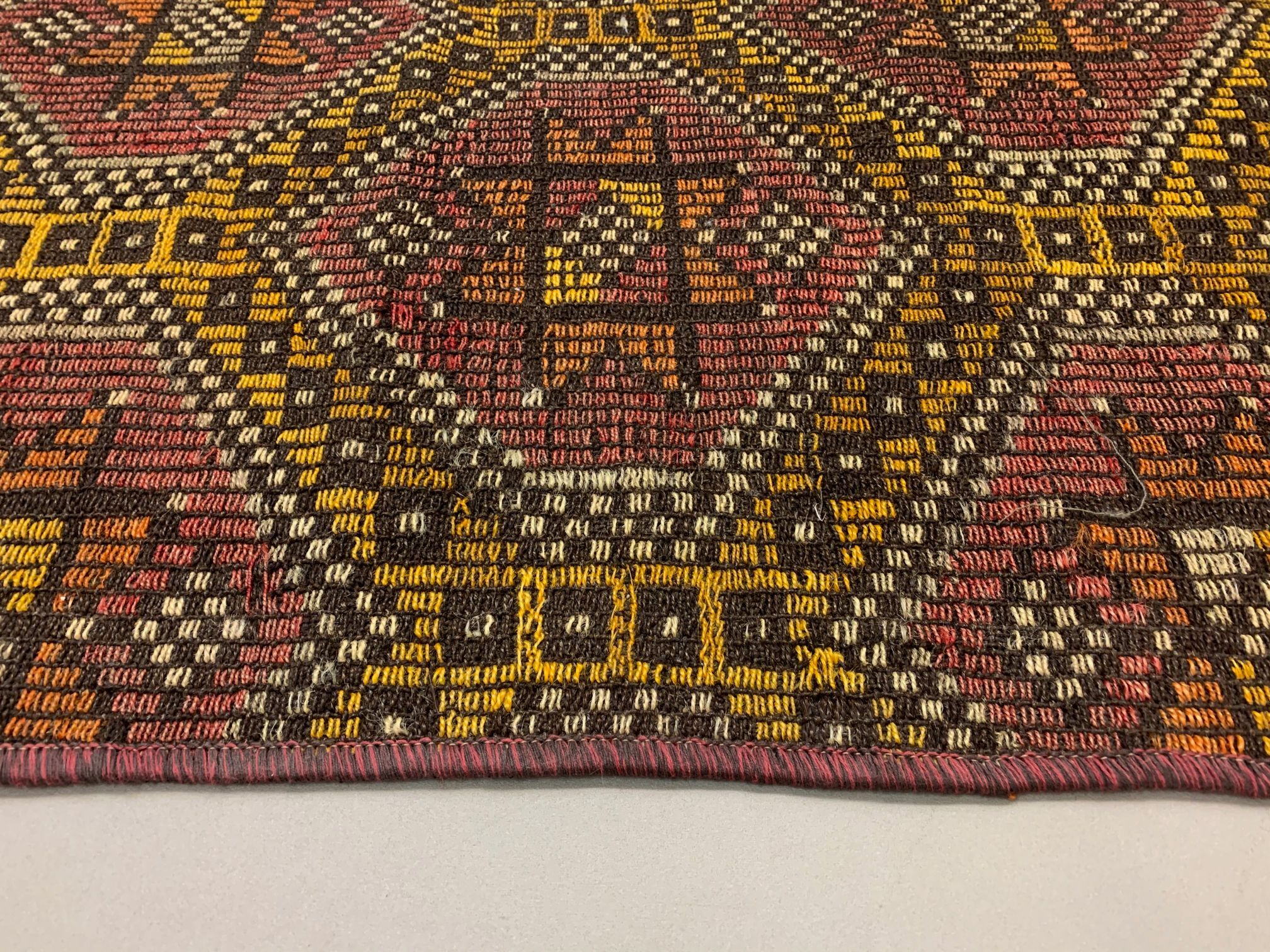 Old Turkish narrow Kilim Runner 315x51 cm, shabby chic, vintage kelim Red Black