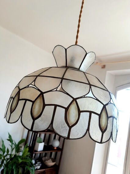 Suspension in art deco mother-of-pearl with drops