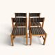 Set of 4 Danish dining chairs with brown striped upholstery.