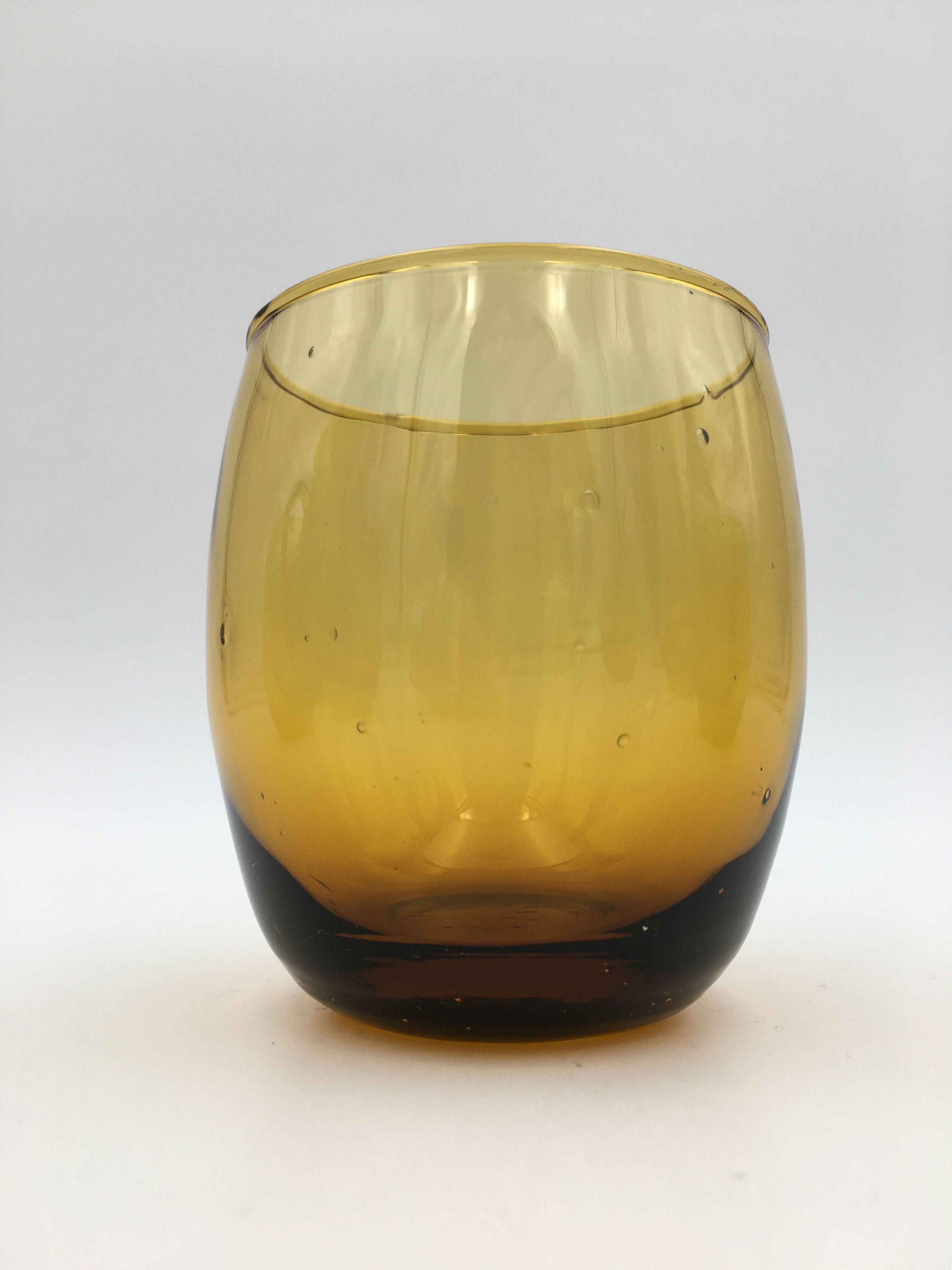 Vintage amber glass orangeade service, 1970