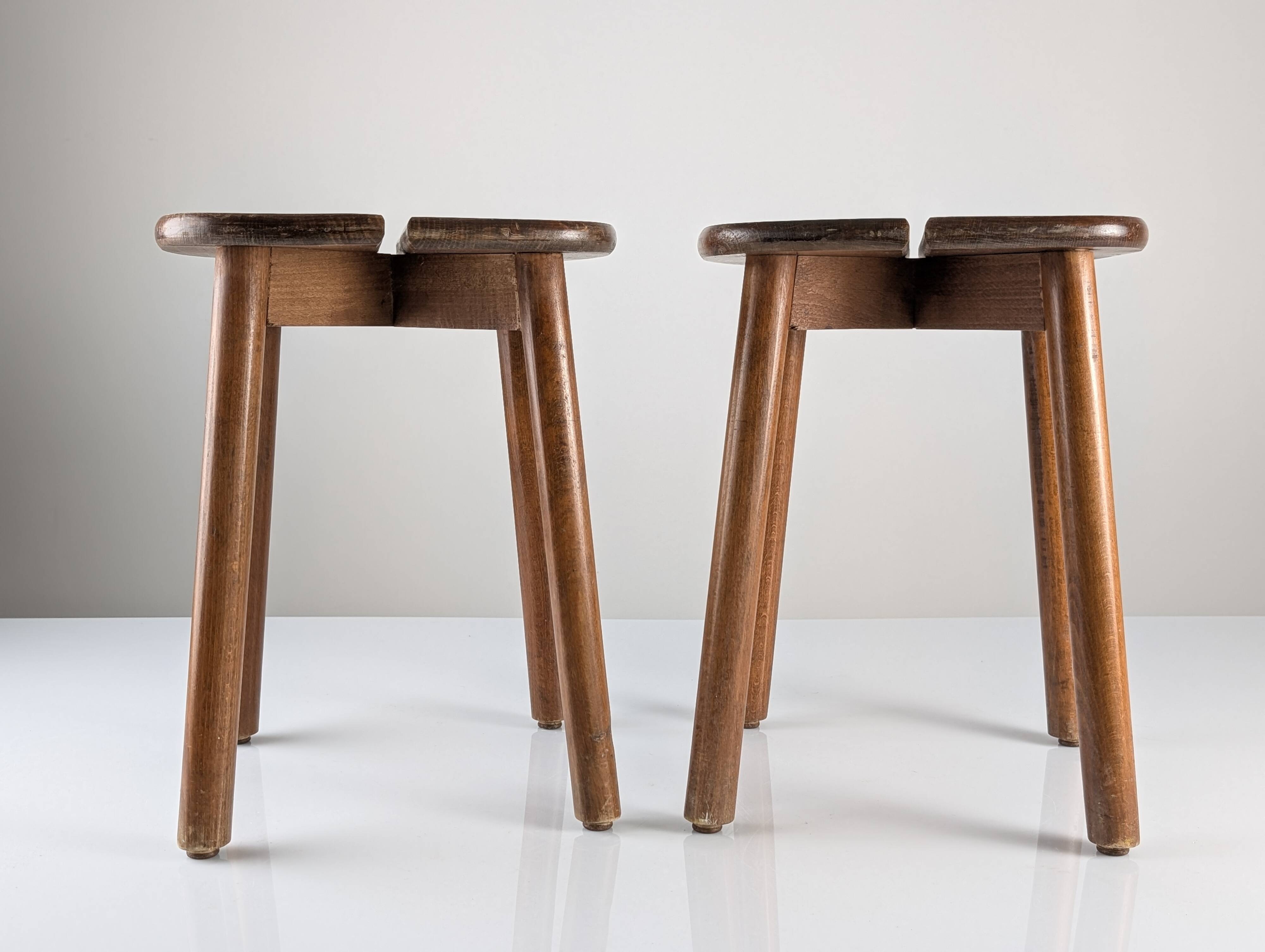 Pair of wooden stools by Pierre Gautier Delaye, France, 1960s