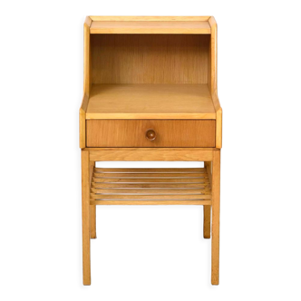 Scandinavian oak nightstand with double shelf