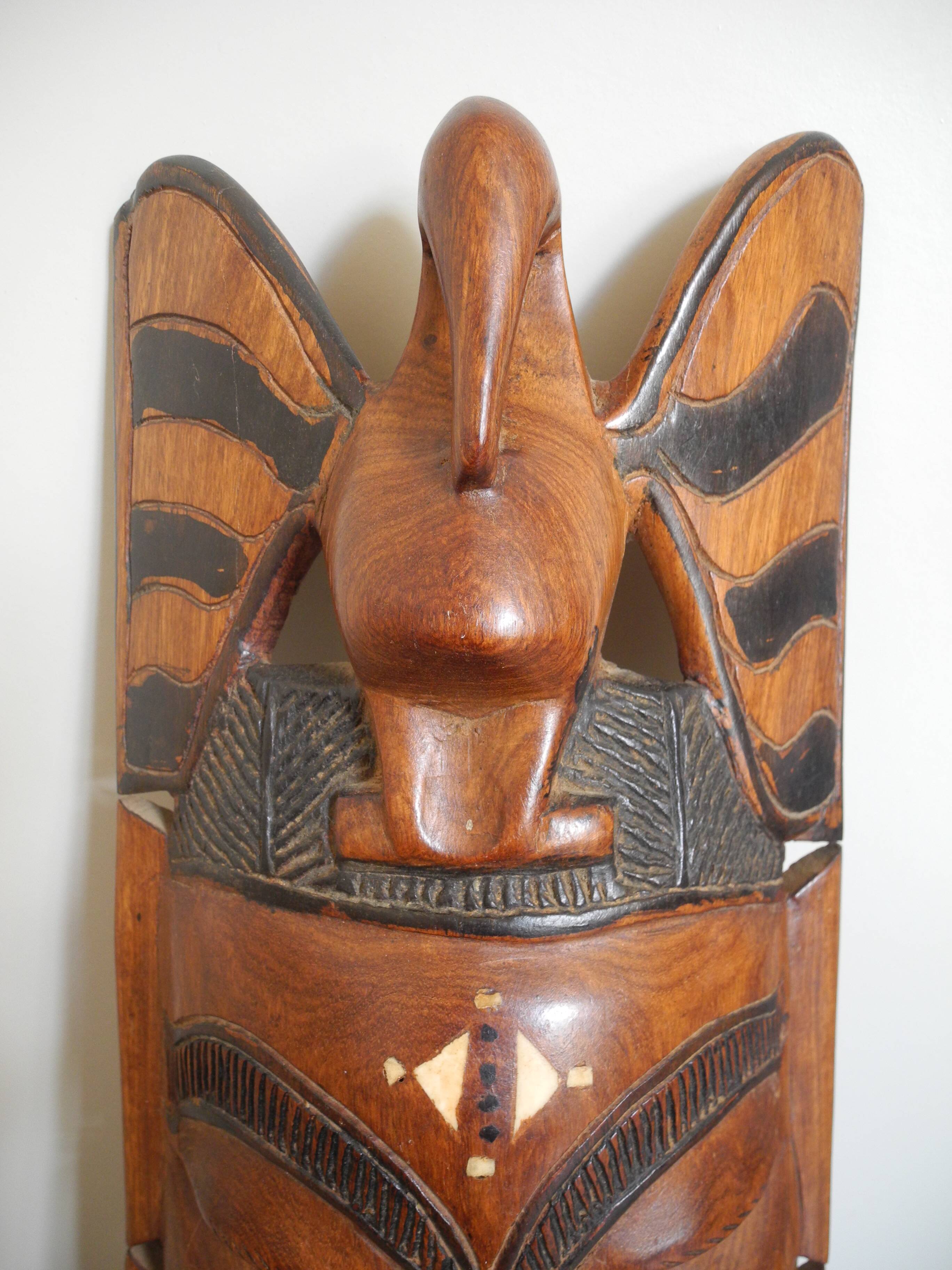 Pair of African wooden masks, vintage decoration, wooden African masks, 70s/80s