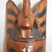 Pair of African wooden masks, vintage decoration, wooden African masks, 70s/80s