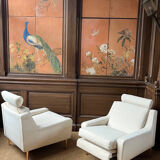 Paire de fauteuils et repose pied