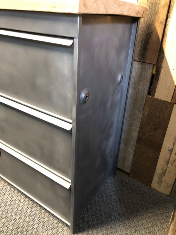 Meuble à clapets de rangements chaussure industriel Atal, métal bois