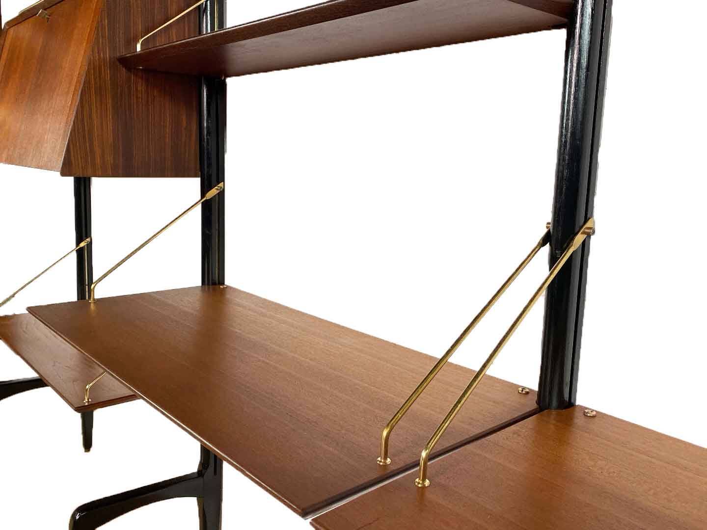 Vintage wall unit with two desks by Louis van Teeffelen for Wébé, 1950s