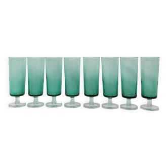 8 emerald green Luminarc champagne flutes