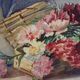 Ancient watercolor with flower basket and pitcher