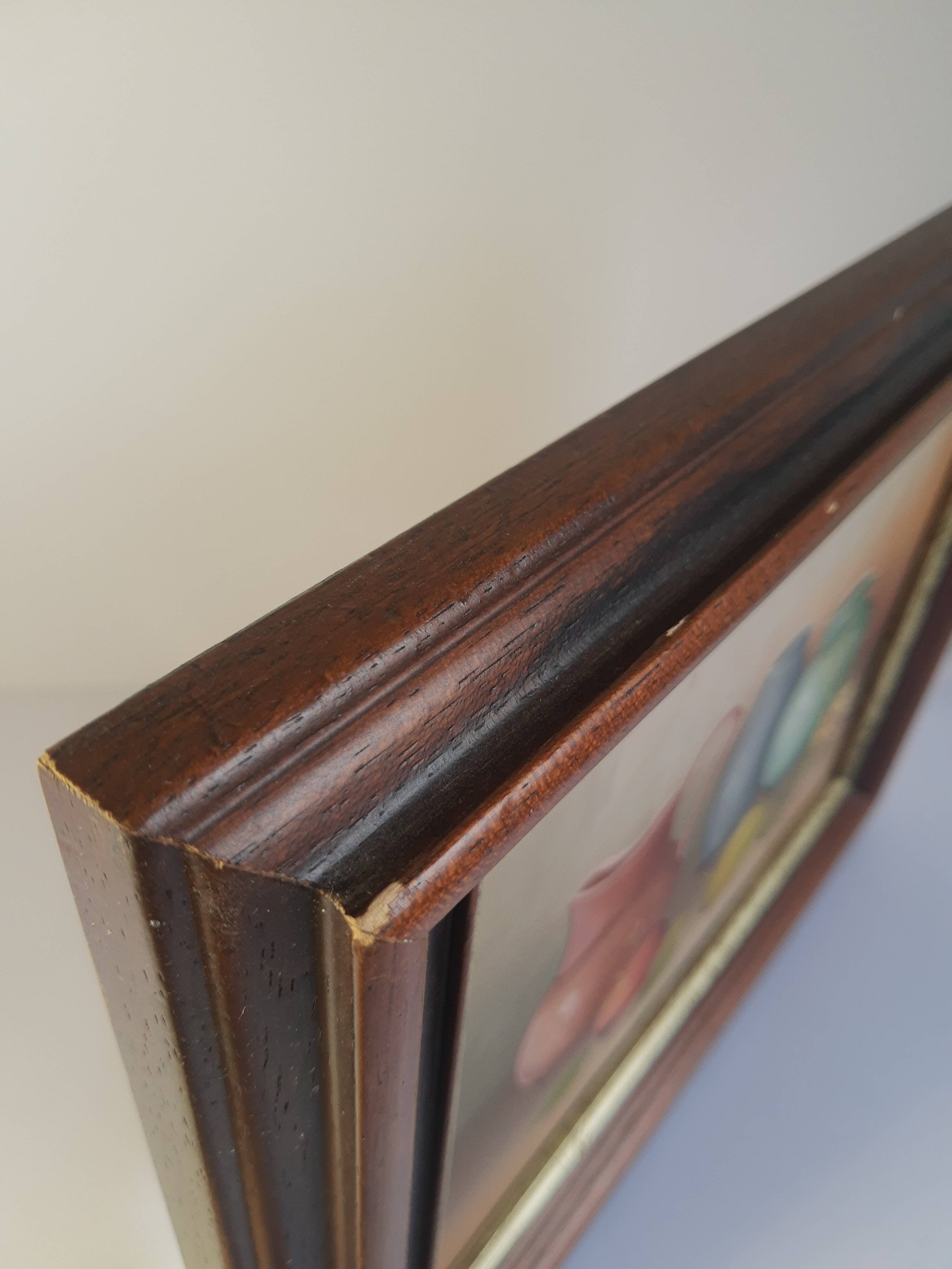 Still life painting frame signed vintage