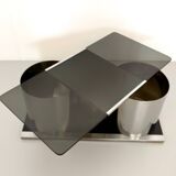 Table Basse / Dry Bar Rectangulaire en Verre Fumé dans le goût de François Monnet