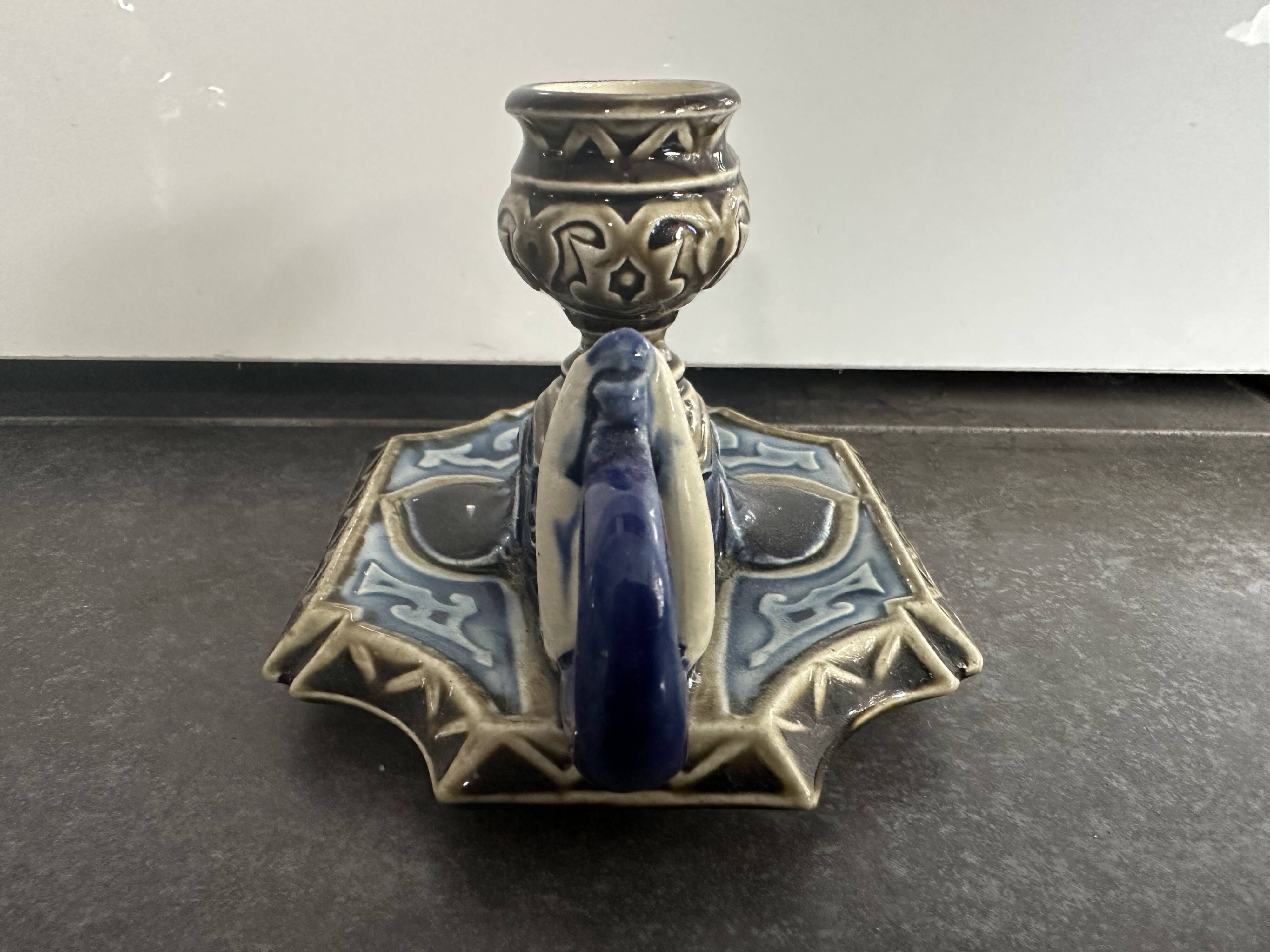 Zoomorphic candlestick, Choisy le Roi Boulenger, in the shape of an elephant, 19th century