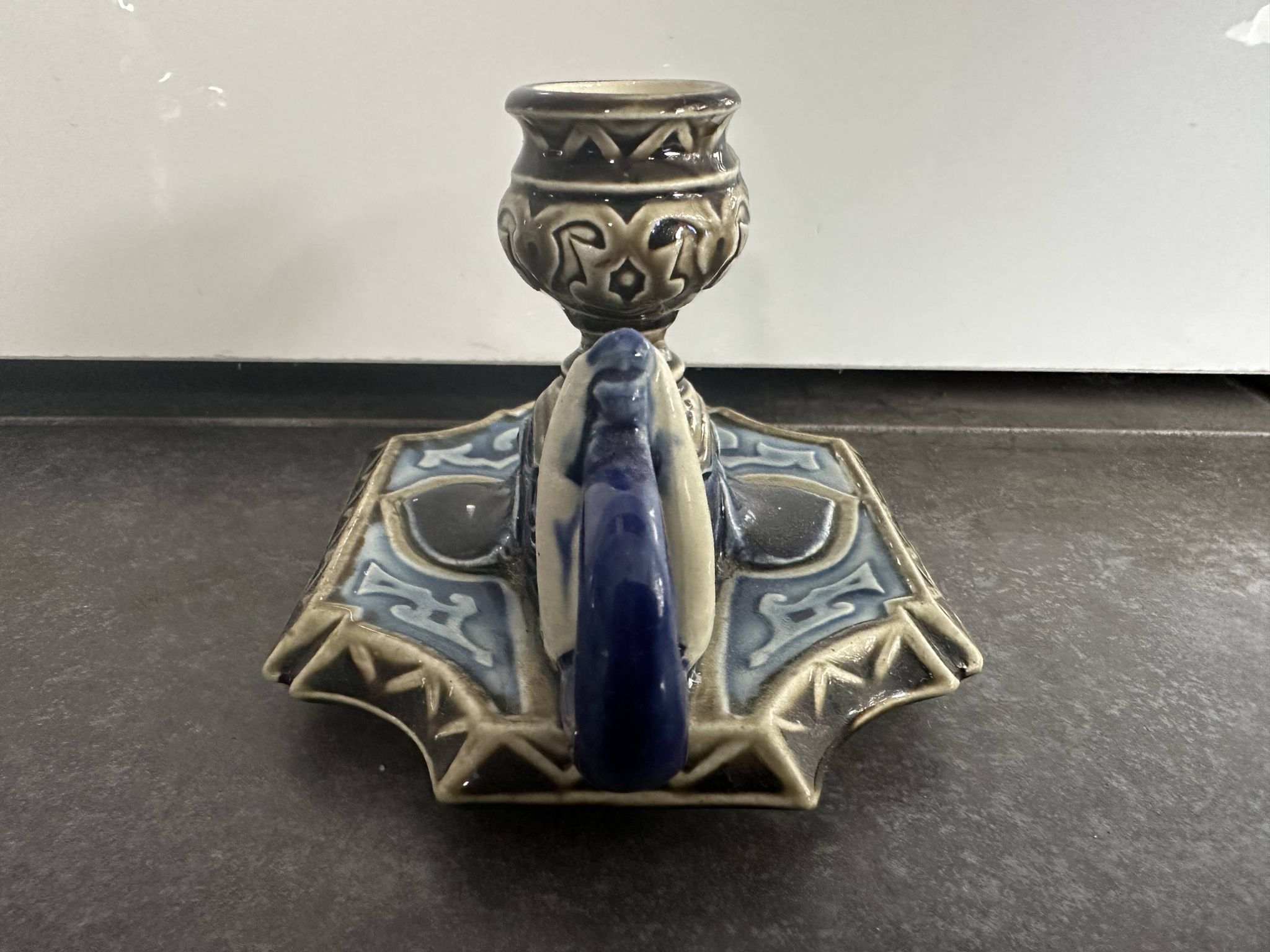 Zoomorphic candlestick, Choisy le Roi Boulenger, in the shape of an elephant, 19th century