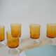 set of 6 vintage Luminarc amber wine glasses 1970
