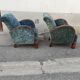 Paire de fauteuils art déco tissu bleu