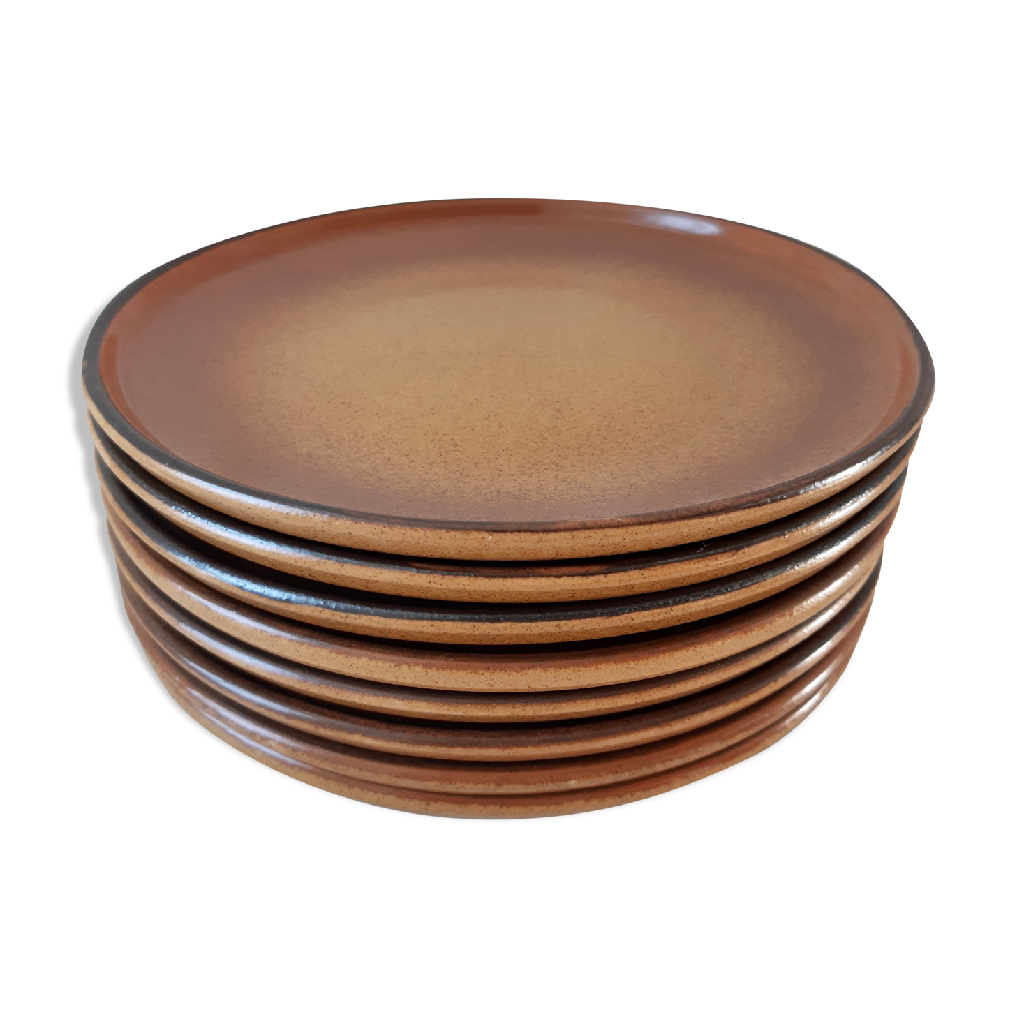 Lot of 8 dessert plates in vintage sandstone