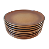 Lot de 8 assiettes à dessert en grès vintage