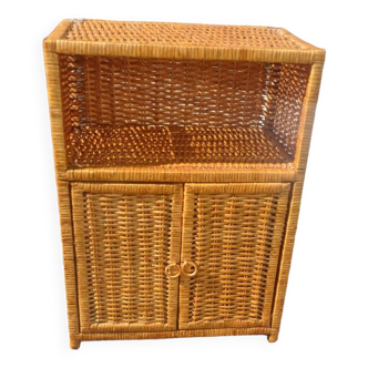 Meuble armoire étagère vintage rotin