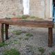 Old solid wood workbench – character console, thick top – 165 cm