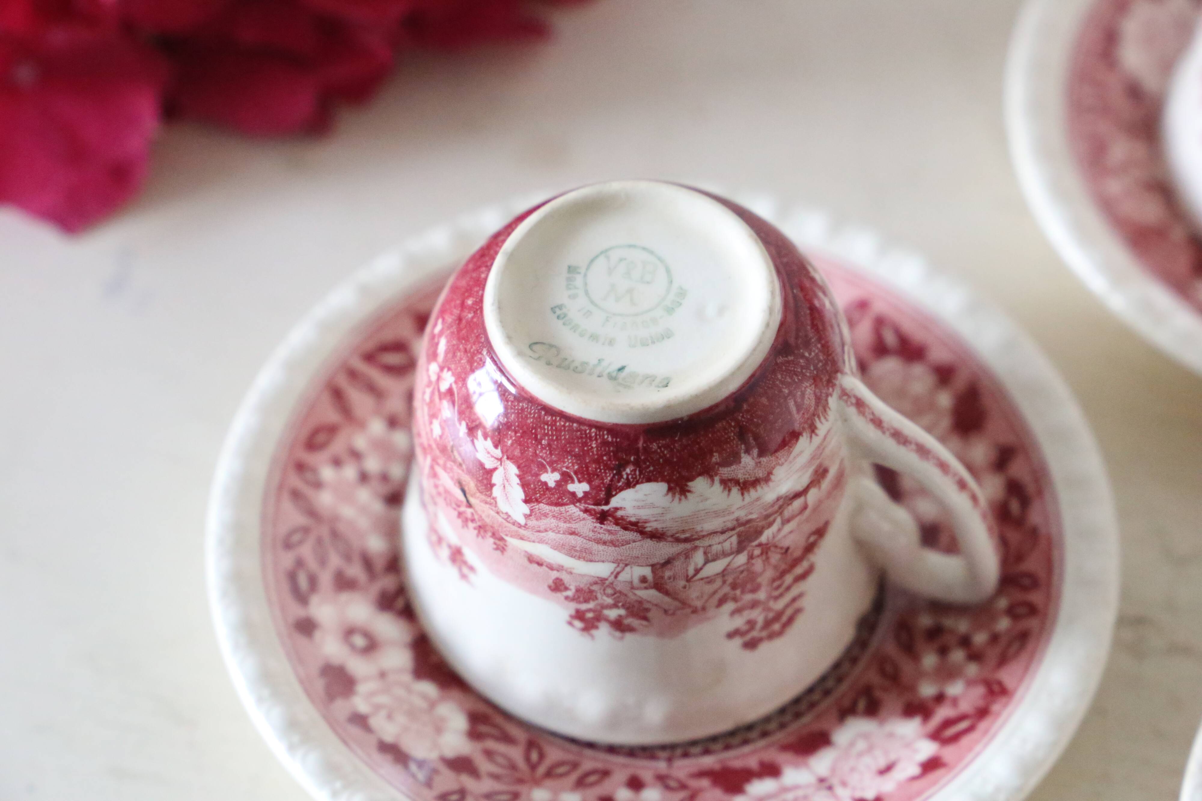 Set of 6 coffee cups and saucers, Villeroy & Boch, Rusticana rose model