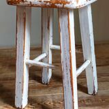 Workshop stool in vintage patinated solid wood
